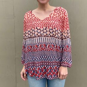Red & Blue Triangle Blouse Cutout Back Lucky Brand